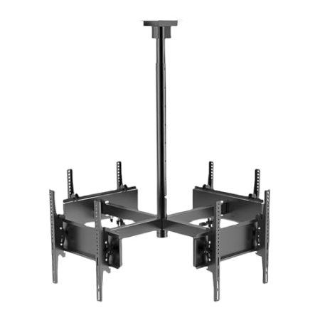 TV Deckenhalterung für 4 Flachbildschirme, deckenhalterung für Fernseher neigbar und schwenkbar, verstellbar für Bildschirme von 32 bis 55 Zoll, trägt 130 kg mit VESA 400 x 400 mm (4 Bildschirme)