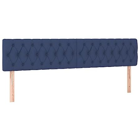 vidaXL Kopfteil 2 STK., Bettkopfteil mit Holzbeinen, Höhenverstellbar Polsterkopfteil für Bett, Betthaupt Bettzubehör Schlafzimmer, Blau 90x7x78/88cm Stoff