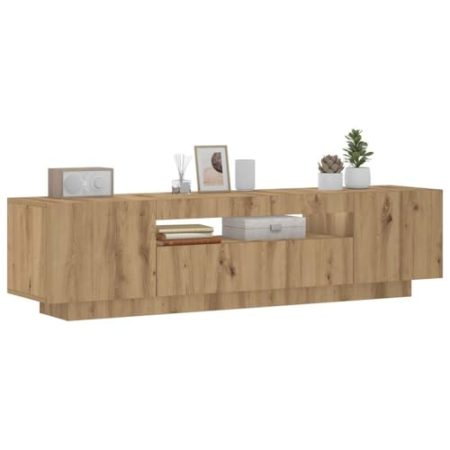 AJJHUUKI Outdoor-Möbel-TV-Schrank mit LED-Leuchten Artisan Eiche 160x35x40cm Holz-Möbel