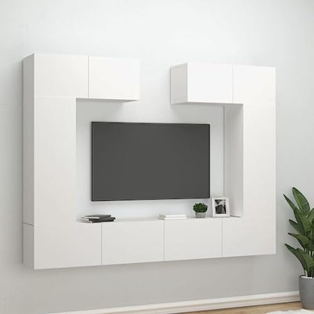 Toshilian 6-TLG. TV-Schrank-Set Weiß Holzwerkstoff