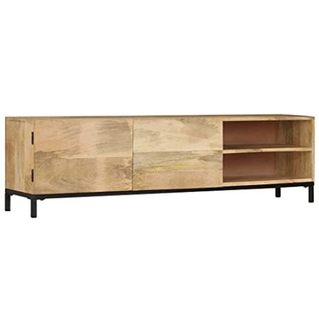 ZQQLVOO TV-Schrank,TV-Schränke, TV-Lowboard, Fernsehschrank, Fernsehtisch, Beistelltische, Sideboard, Kommoden,Mit 2 Fächern und 2 Türen 145 x 30 x 41 cm Mango-Massivholz