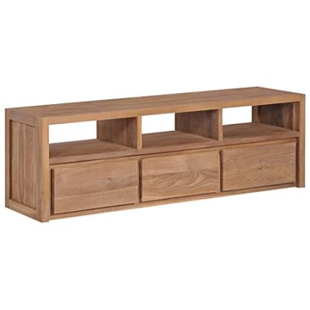 ZQQLVOO TV-Schrank, TV-Schränke, TV-Bänke, TV-Lowboard, Fernsehschrank, Fernsehtisch, Beistelltische, Sideboard, Kommoden, Massivholz Teak mit natürlichem Finish 120×30×40 cm
