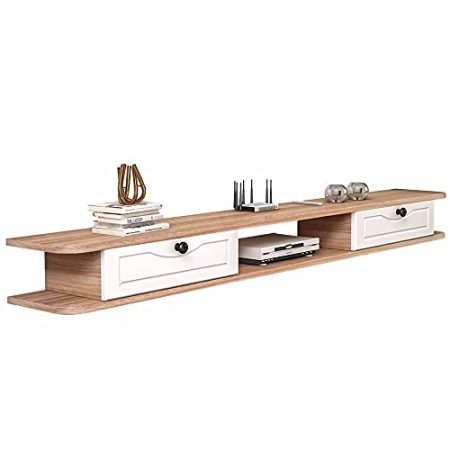 Wandbehang TV-Schrank, mattes Massivholz TV Schrank Hängeboard mit Schubladen, für Wohnzimmer Home Office Entertainment Room/A / 150cm