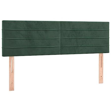 vidaXL Kopfteil 2 STK., Bettkopfteil mit Holzbeinen, Höhenverstellbar Polsterkopfteil für Bett, Betthaupt Bettzubehör Schlafzimmer, Dunkelgrün 72x5x78/88cm Samt