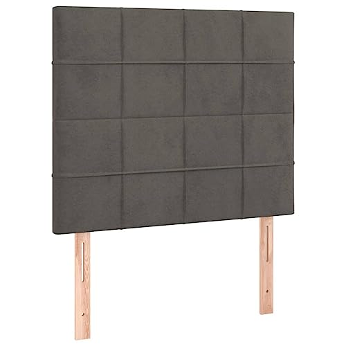 vidaXL Kopfteil 2 STK., Bettkopfteil mit Holzbeinen, Höhenverstellbar Polsterkopfteil für Bett, Betthaupt Bettzubehör Schlafzimmer, Dunkelgrau 90x5x78/88cm Samt