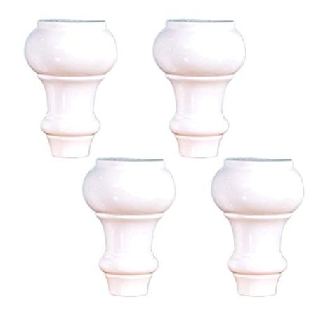 AT Calabash Massivholz-Möbel Beine, Sofa Beine, Couchtisch Füße, Kabinett Füße, Tv-Schrank Füße, Mit Zubehör, Weiß, 4-Er Set () / 12cm/4.72in