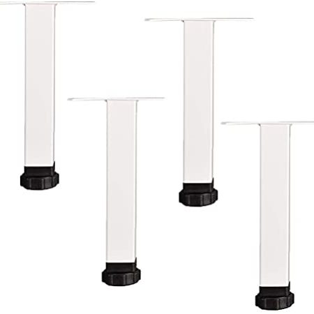 ZXHStore Metallmöbel Beine Bettfüße Verstellbare Bettstütze Bein Bett Rahmen Zubehör T-förmig Einstellbar 22mm Gewindeboden 4 Packung (Color : White, Size : 25cm/9.8in)