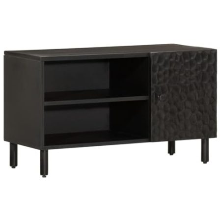 AUUIJKJF Home Items, TV-Schrank, Schwarz, 80 x 31 x 46 cm, Massivholz, Mango, Anzugmöbel