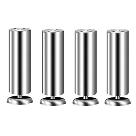 WSZGR 4 Stück Möbelfüße, Verstellbar Möbelbeine Schrankfüße, Rostfreier Stahl Sofafüße, Runde Schrankbeine, Fuß des Bettes, DIY-Ersatzfuß-Hardware-Zubehör(Color:Brushed Color,Size:30cm)