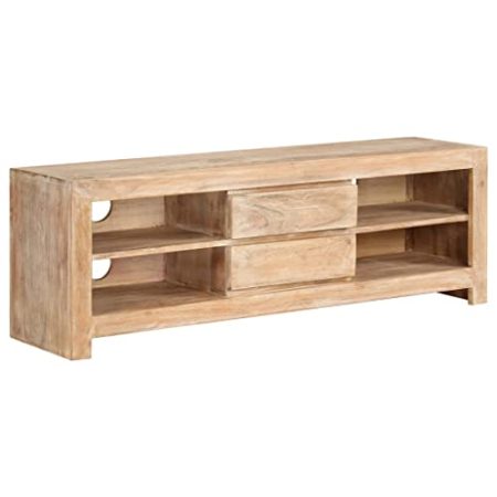 INLIFE TV-Schrank Akazienholz Massiv 120 x 30 x 40 cm Hellbraun