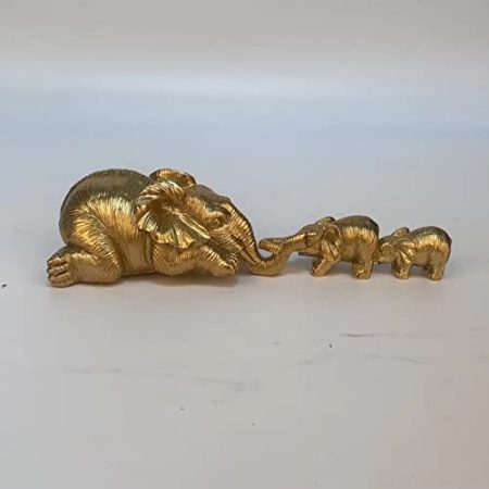 XIAOYIWIN Moderne abstrakte Schwarze Elefantenstatue, Kunstharz, Ornamente, Heimdekoration, Zubehör, Geschenk, geometrische Gold-Elefant-Skulptur(Gold)