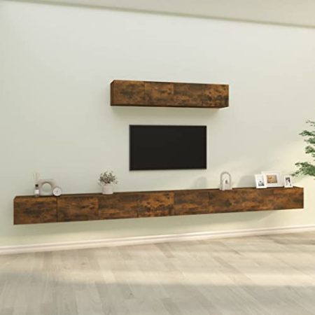 WDGJJFECNMUEHI Schlafzimmer TV-Schrank Lautsprecherschrank6-tlg. TV-Schrank-Set Räuchereiche HolzwerkstoffGeeignet für Wohnzimmer, Schlafzimmer, Balkon
