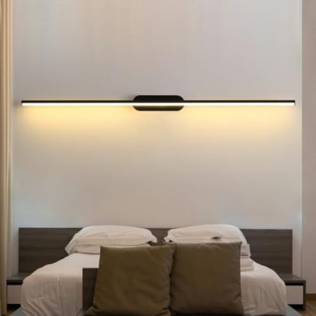 YUPIN Moderne Schwarze LED Streifen Wandlampe Moderne Einfache Innenbettseite Dekorative LED Wandlampe Hintergrund Lineare Wandlampe Für Schlafzimmer Wohnzimmer Korridor Treppe(Warm,Medium)