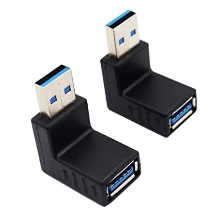 iJiGui USB 3.0 Winkel Adapter, 90° Grad Winkeladapter [2 Stück], nach Oben/unten USB 3.0 Adapter, USB Winkelstecker Plug und Play USB Kupplung Männlich auf Weiblich für PC Laptop TV DVD Player