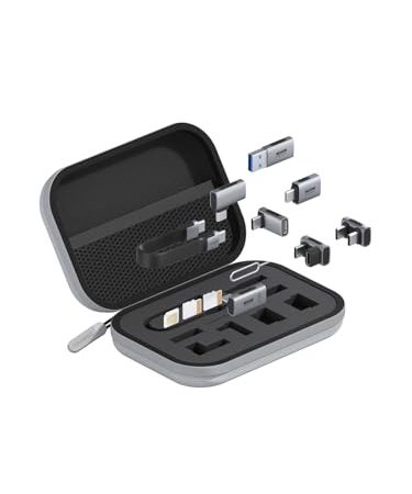 Hagibis USB C Adapter Kit, 40Gbps 240W 8K @ 60Hz USB4 Typ C Schnellladekabel Set Aufbewahrungskoffer Konverter mit 40Gbps USB C auf C Adapter *5, 10Gbps USB A auf C Adapter *2 für Reisen