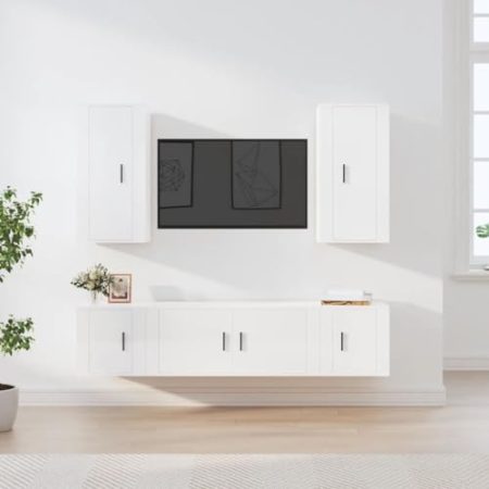 FUDUGEHMIOFWFJJ kommode,lowboard weiß,5-TLG. TV-Schrank-Set Hochglanz-Weiß HolzwerkstoffGeeignet für Wohnzimmer, Schlafzimmer, Eingang