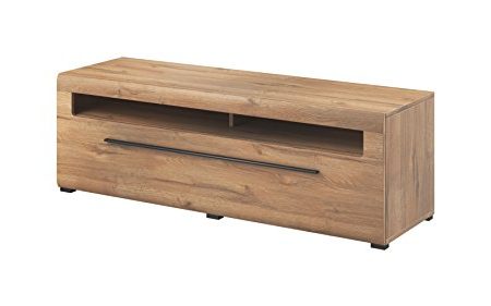 Tv Schrank Tulsa 40, Lowboard, Unterschrank, Fernsechentisch, Fernsehenschrank mit 2 Schubladen (Weiß/Weiß Hochglanz)