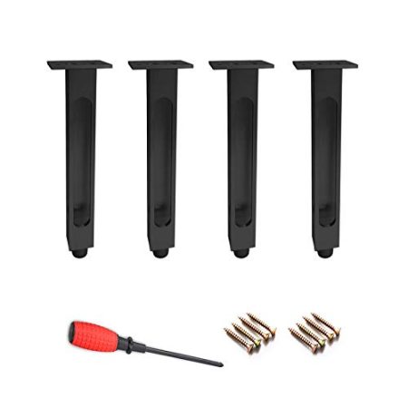 AVRYN Möbelfüße,Tischbeine,Schutzfüße,4X Schrankbeine Aluminium,Möbelfüße rutschfest,Ersatzbeine quadratisch,mit Zubehör,stabil,sichere Tischfüße,Gold,30cm/12in (Color : Black)