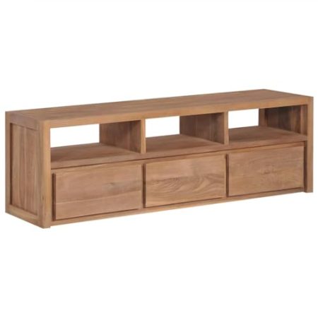 FUDUGEHMIOFWFJJ kommode,lowboard weiß,TV-Schrank Massivholz Teak mit natürlichem Finish 120×30×40 cmGeeignet für Wohnzimmer, Schlafzimmer, Eingang