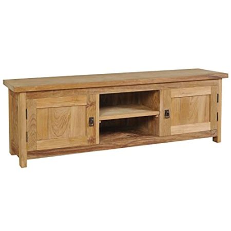 Youuihom TV-Ständer aus Holz, Moderne TV-Schränke mit Stauraum, TV-Schrank Massivholz Teak 120×30×40 cm Geeignet für Wohnzimmer, Arbeitszimmer, Schlafzimmer, Flur, Medienraum