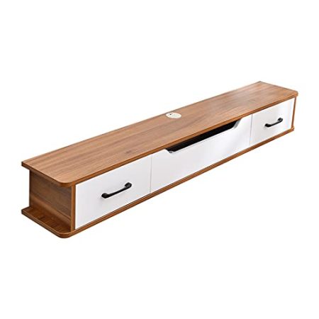 TV Board HäNgend HäNgeschrank,Drahtloch-Design-Holz-Wand-Tv-SchräNke Mit Schubladen,Wohnzimmer-Router-Set-Top-Box-Display-StäNder/walnut / 130cm