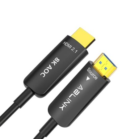 Ablink HDMI-Kabel 2.1 Glasfaser 8k 48Gbps 10m - Unterstützung 8K@60Hz, 4K@120Hz, HDR10, HDCP2.3, eARC, kompatibel mit PS5, Xbox Series X, 8K TV, Heimkino - Einfache Wandmontage