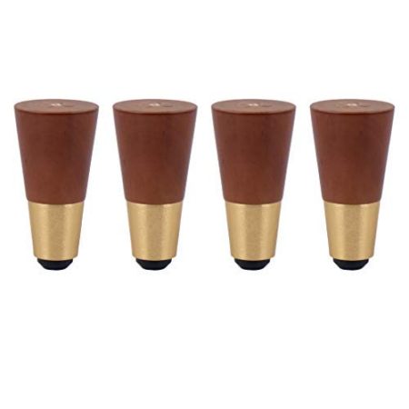 WYRMB Massivholz-Möbelbeine, konische Couchtischbeine, Schrankfüße, Ersatzbeine für TV-Schränke, Kupfer-Sets, Walnussholz, mit Zubehör, 4 Stück (10 cm)