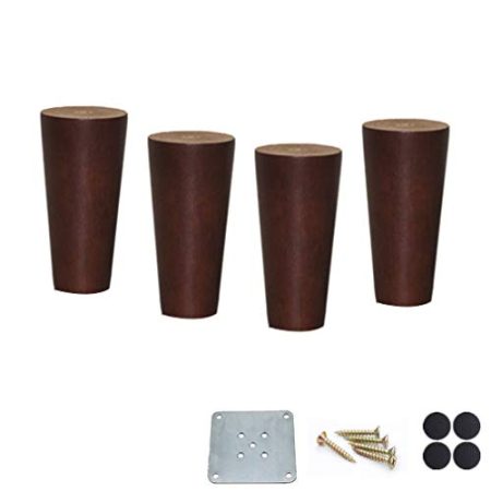 WYRMB Sofa/Stuhl Massivholz Eichen-Möbelbeine, Walnussholz-Farbe, Couchtischbeine, DIY konische Ersatzbeine für Schrank/TV-Schrank/Nachttisch, mit Zubehör, 4 Stück (12 cm)