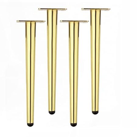 4 Stück Metallmöbelbeine, Schwarze gerade Kegelsofa TV-Tischbeine, schräge Tischbeine, Metallschrankbeine, Kegelmöbelbeine Sofabein-Hardware-Zubehör (Farbe: Gold, Größe: 25 cm)