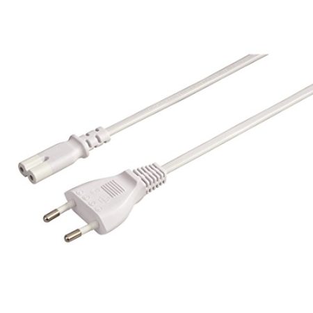 Hama Netzkabel mit flachem Eurostecker (Netzwerkkabel mit Kupplung und 2 poligem Stecker, Netzstecker mit Stromkabel für Laptop, Konsolen, Radios etc., 2,5 A, 230 V, 5,0 m) weiß