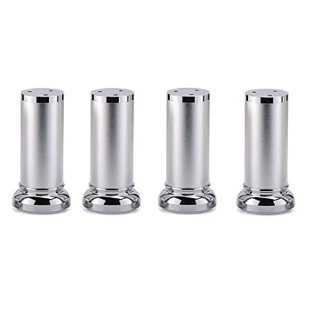 4 Stück Möbelbeine, Silber Möbelfüße Verstellbar Schrankfüße, Tischfuß aus Aluminiumlegierung, runde Sofa Füße, Fuß des Bettes, DIY-Ersatzfuß-Hardware-Zubehör(silver20cm)
