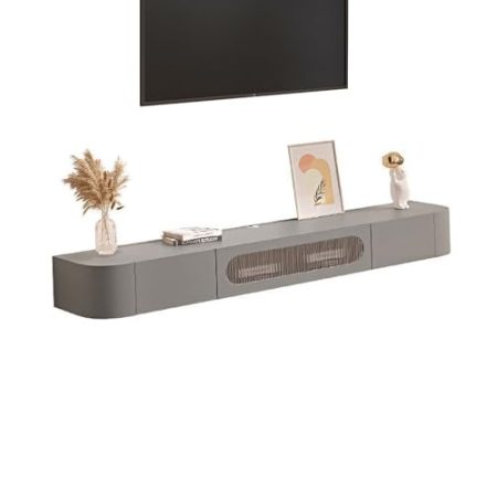 XRRJFYH Lowboard Hängend TV Schrank Holz TV Board Fernsehschrank TV Bank TV Cabinet Wohnzimmer Fernsehtisch TV Tisch (Color : Gray-Glass Door, Size : 140cm/55in)