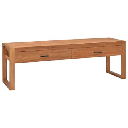 Homvdxl Fernsehtisch aus Holz, Unterhaltungszentrum, TV-Konsole mit 2 Schubladen, TV-Schrank, Ständer für Medienkabelbox, Spielkonsolen, 120 x 40 cm