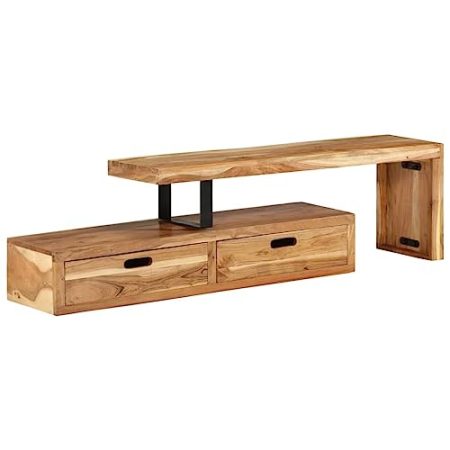 FIRBNUS TV-Schrank 112x30x40 cm Massivholz Akazie Kommode Industrial Lowboard Wohnzimmer TV Cabinet TV Unterschrank TV Schrank Holz Kommode Holz Sideboard Holz TV Lowboard Holz Living Room Furniture