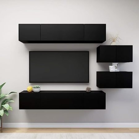 Toshilian 6-TLG. TV-Schrank-Set Schwarz Holzwerkstoff