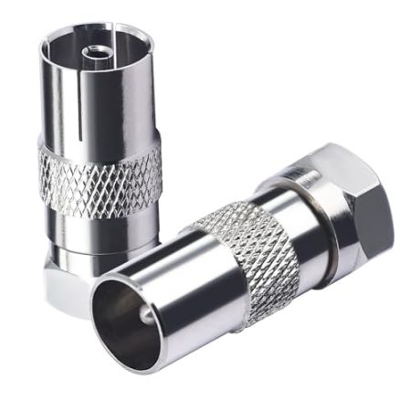 TUOLNK TV Antennenstecker F Stecker auf TV Stecker TV Antennenadapter für Antennenkabel Satellitenkabel 9,5TV Buchse auf F Typ Stecker Koaxstecker 2 Stück