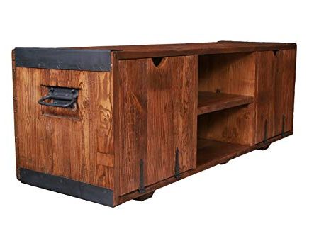 TV Tisch, HiFi Schrank, Rustikal Unikat, Massivholz, Vintage,Schrank Tisch braun Länge: 120 cm, Breite: 39 cm, Höhe: 40.5 cm