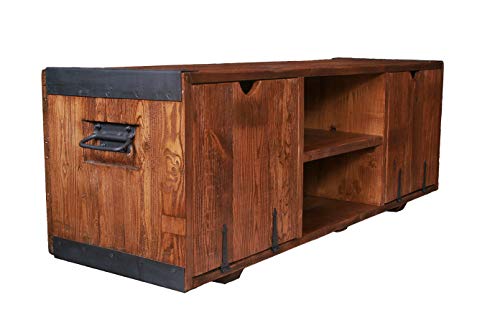 TV Tisch, HiFi Schrank, Rustikal Unikat, Massivholz, Vintage,Schrank Tisch braun Länge: 120 cm, Breite: 39 cm, Höhe: 40.5 cm