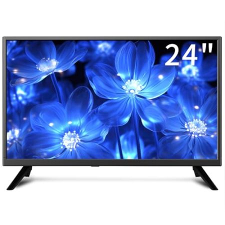 ZOSHING 61 cm (24 Zoll) Fernseher, kleiner Fernseher, DVB-T/T2/FreeView HD Digitaler Audio-TV, Vollsichtreduzierung, Farbmotor, LED-Hintergrundbeleuchtung, AC/DC-12 V in/HDMI/VGA/USB-Media-Player für