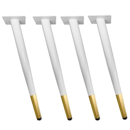 4 Stück Schräge Möbelfüße Metall Tischbeine,Konisch Schräg Metall Füße,für Kaffeetisch Fernsehschrank Sofa Lehrstuhl Schrank Badezimmerschrank Ersatzkabinettfüße,Weißes Gold (72cm/28in)