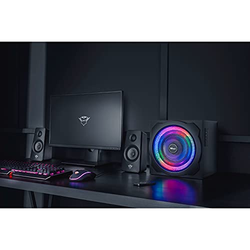 Trust Gaming GXT 629 Tytan 2.1 PC Lautsprecher mit Subwoofer, 120 W, 3,5 mm AUX Klinke, PC Boxen mit RGB LED Beleuchtung, Gaming Lautsprecher für PC, Laptop, Computer, Tablet, Smartphone - Schwarz