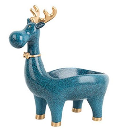 Hirschaufbewahrung 22,9 cm Skulptur Weinschrank Dekoration Harz Handwerk Schlafzimmer TV Schrank Wohnzimmer Zubehör (blau)