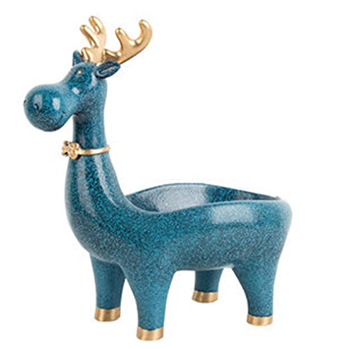 Hirschaufbewahrung 22,9 cm Skulptur Weinschrank Dekoration Harz Handwerk Schlafzimmer TV Schrank Wohnzimmer Zubehör (blau)