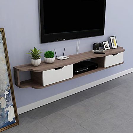 Wandbehang TV-Schrank, Multifunktions TV Schrank Hängeboard mit Schubladen und Offenem Stauraum, FüR Wohnzimmer Unterhaltungsraum BüRo/A / 140CM