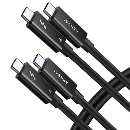 IVANKY Thunderbolt 4 Kabel, [2Pack 1.5M] affichage 8K, transfert de données 40 Gbit/s und charge USB-C auf USB-C 240W, Datentransfer für iPhone16/15, MacBook, iPad Pro, concentrateur