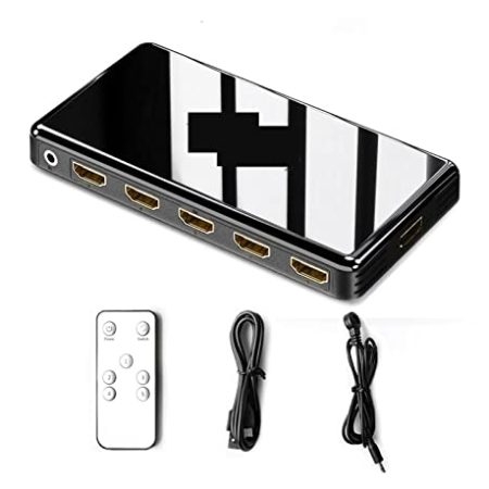 HPHPH 4K 60Hz Switch 3x1 5x1 Switcher Konverter Adapter mit Fernbedienung for TV MI Box3 PS3 PS4 Pro TV PC Projektor Laptop für Laptop, Fernseher, Projektor, HDTV-Display(2.0 5X1 with IR)