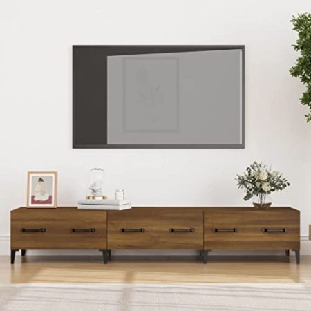 WKIEQACO Entertainment Centers & TV-Ständer, TV-Schrank, Braun Eiche, 150 x 34,5 x 30 cm, Holzwerkstoff
