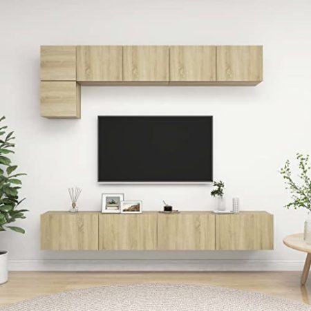 YUHI-HQYD 5-TLG. TV-Schrank-Set,Hängeschränke,Aufbewahrungsschränke,Multifunktions-Schrank,Multimedia-Schrank,TV-Möbel,TV-Wand,für Wohnzimmer,Küche,Eingangshalle,Sonoma-Eiche Holzwerkstoff