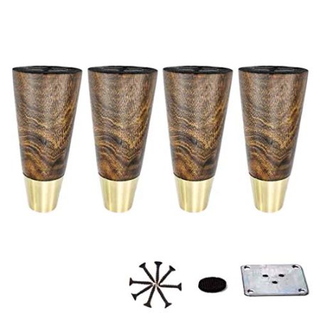 WYRMB Massivholz-Gummiholz-Möbelbeine, konische Sofa-/Couchtischbeine, Ersatzbeine für TV-Schrank/DIY-Möbelprojekt, Kupfersets, mit Zubehör, 4er-Set (3,9 Zoll/10 cm)