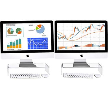 Jetec Acryl-Monitorständer, Schreibtisch-Video-Acryl-Monitorerhöhung, Schreibtischregal, Computer-Ständer für Laptop, TV, Computer, Bildschirm, Schreibtisch, Organizer, Lehrertag, Zubehör,